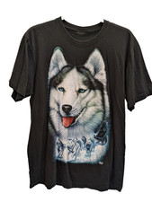 Vintage Siberian Husky T-Shirt Dog Breed Animal Graphic Sled Team Wild XL 44"