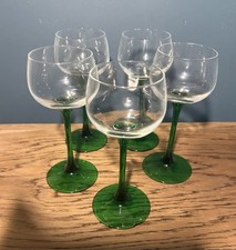 Vintage Luminarc France Green Long Stem Wine Glasses 5