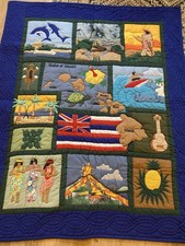 Hawaiian Quilted Wall Hanging Fabric Decorative Hawaii