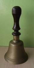Vintage brass hand bell wood - brass,