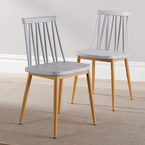 Pair dining chairs grey - dining, iron