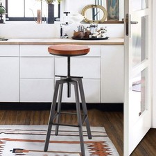 Adjustable Vintage Bar Stool Tall Kitchen Stool Breakfast High Chair Home Wooden