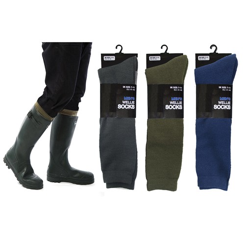 Mens fleece wellie socks - wellie,