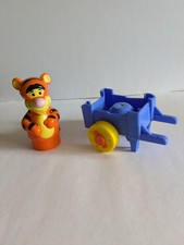 Mega Bloks Disney Winnie The Pooh  Tigger Figure Block Buddies + Hand Cart 