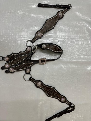 Brown leather western one ear - western,