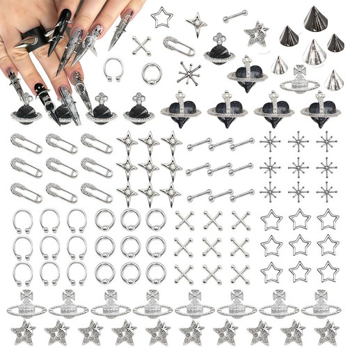 110 pcs punk nail charms - 110,