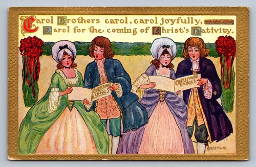 Postcard christmas carolers - postcard,