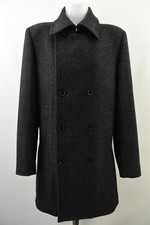 MERC LONDON Woolen Coat Mens CollaredDalham Lined Jacket Black Grey size M