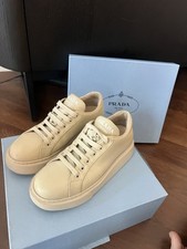 Prada Beige Neutral Leather Trainers Calzature Donna Size 36 