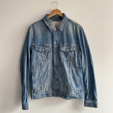 J Lindeberg Denim Jacket Mens Large Blue Ran Cali Jean Button Up Cowboy Western