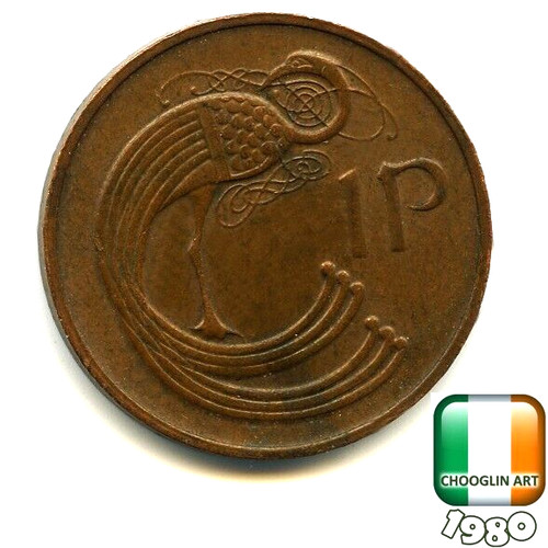 Irish 1980 penny - an, 1p