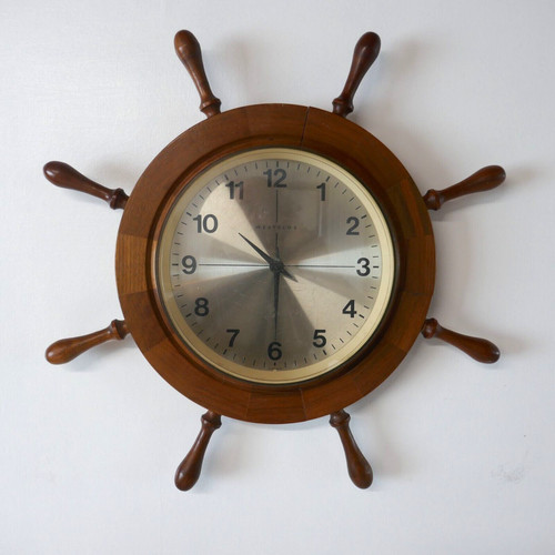Vintage westclox teak ships - vintage,
