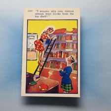 Comic Postcard Upskirt Library Ladder Stockings Kilt C1960 Brook Publishing