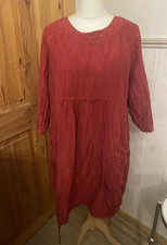 Grizas Dress Crinkle Balloon Parachute Sz  Medium Pockets Lagenlook Arty Russet 