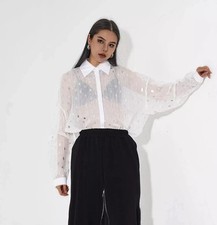 White Silver Spot Shirt Women