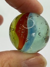 Vintage marble large cats eye orange blue glass toys collectable 60s 70s 80s