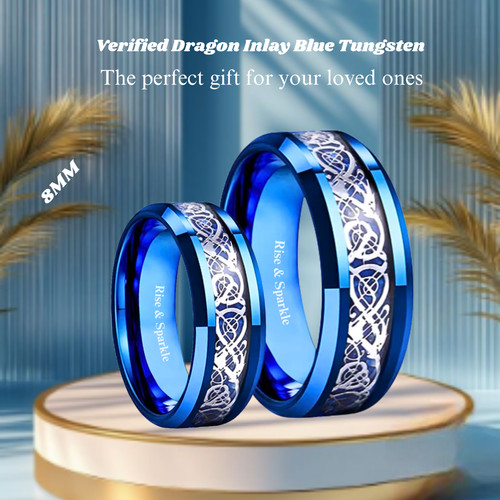 8mm blue tungsten ring with - ring,