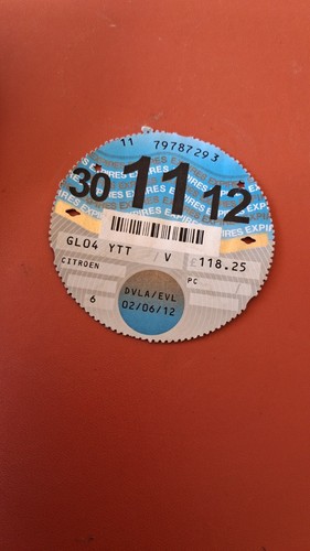 Genuine november 2012 tax disc - 2012,