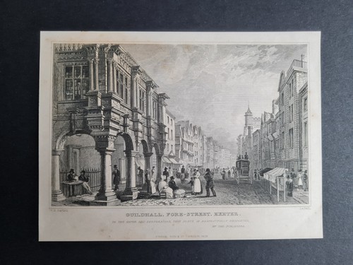 Antique 1829 print guildhall - -,