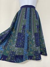 Blue Green Vintage Skirt Size 10 12 Floral Midi Butterfly Frida Kahlo Mexican 