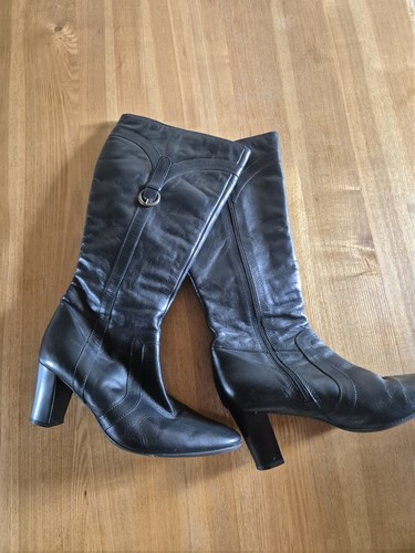 Black leather knee height - leather,