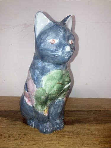 Large hand painted ceramic cat - hand,