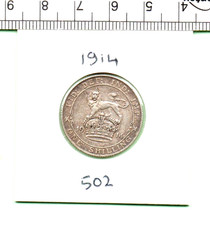 1914 KING GEORGE V GENUINE STERLING SILVER CARDED SHILLING (502)