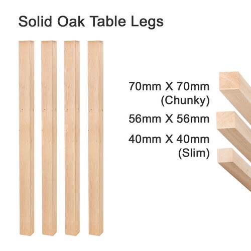 Solid oak square table - table, legs/