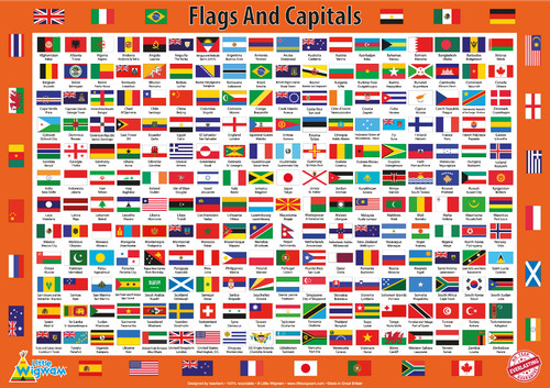 Flags and capitals poster - flags,