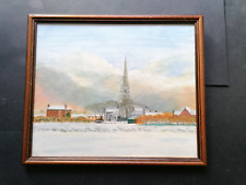 Vintage Landscape Oil Painting, St. Mary's Church, Claypole, Lincolnshire