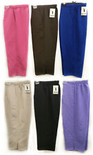 NEW 3/4 LADIES WOMENS HALF ELASTICATED WAIST CROPPED TROUSERS WITH POCKETS 12-26