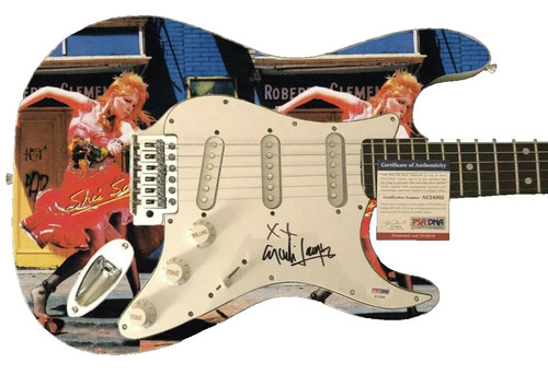 Cyndi lauper signed guitar - cyndi,