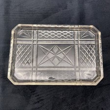 Dressing Table Tray Vintage Art Deco Clear Pressed Glass Octagonal Cut Patterns