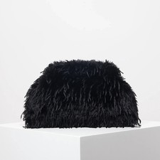 Oversized Faux Feather Clutch
