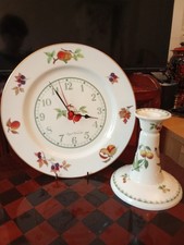 Spode Victoria Candlestick 5 1/2” Tall and Royal Worcester Clock Evesham GOLD 10