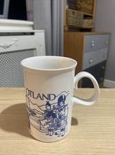 DUNOON MUG DECORATED WITH HIGHLAND CATTLE & MEN IN KILTS MADE IN SCOTLAND