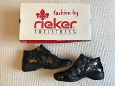 LADIES RIEKER LEATHER ZIP UP LOW HEEL PRINT DETAIL WINTER  BOOTS 58398 SIZE 5