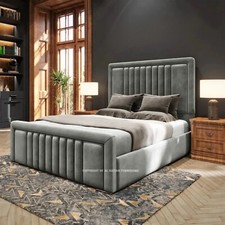 NEW OTTOMAN STORAGE BED PLUSH VELVET DIVAN BED FRAME DOUBLE & KING SIZE