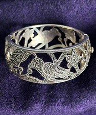 Vintage Sterling Silver & Marcasite wide hinged bangle Hallmarked 52g 295 stones