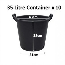 10 x 35 Litre Plant Tree Pot With Handles Heavy Duty 35L Lt Big Large Plastic