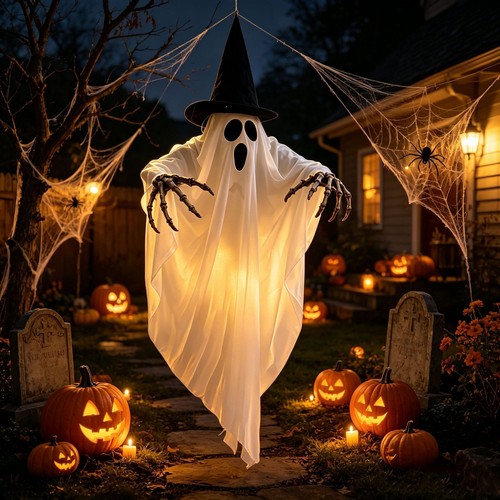 Halloween ghost skull glowing - halloween,