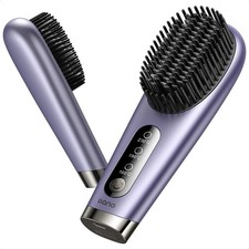 Portable Cordless Hair Straightener Rechargeable Negative Ion Hot Comb Purple