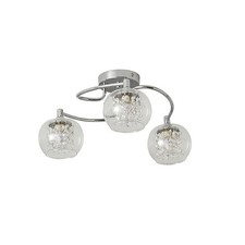 Ceiling Light 3 Way Clear Beaded Glass Globe Shades Chrome Bedroom Living Room