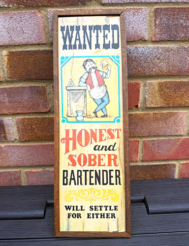 Wood vintage bar sign - wood, wanted