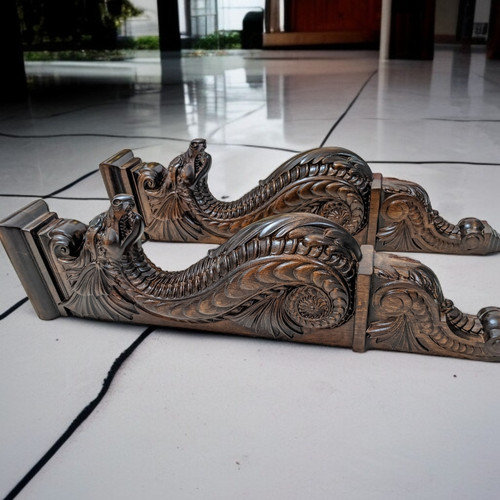 Wooden shelf carved - wooden,