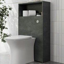 Grey Back to Wall Toilet Unit Only - 600mm Modern Bathroom Storage