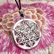 Merkaba Pendant Flower of Life Star Corded Necklace Sacred Geometry Jewellery