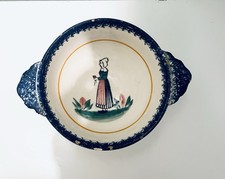 Rare - Vintage - Handcrafted - Henriot Quimper Double Handled Bowl