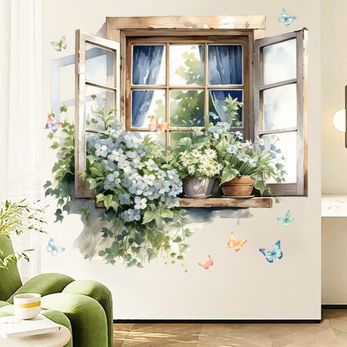 Huge window flowers plants - window,