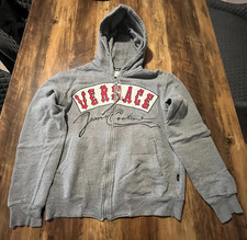 Authentic Versace Jeans Couture Grey Hooded Jumper Men Clothing Size L Slim Fit